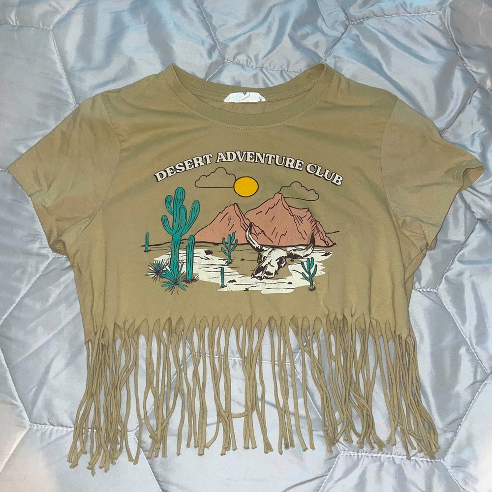 Love Peace & Lazy Days Cropped Fringe Shirt
